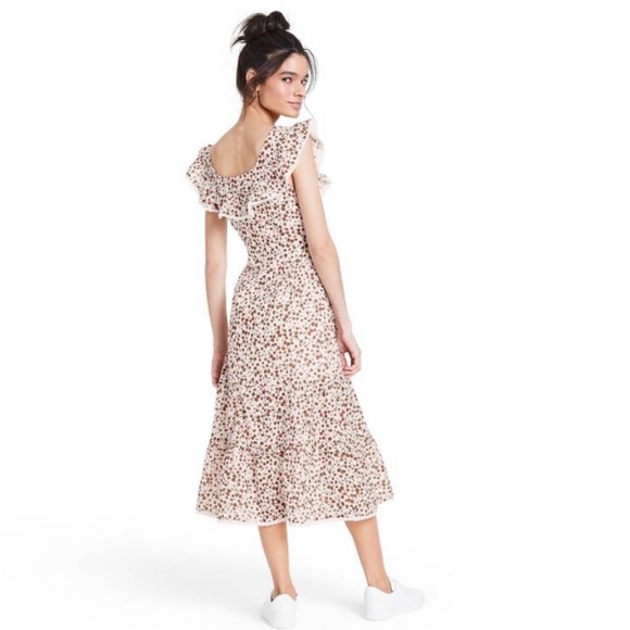 RIXO Dresses & Skirts - NWT RIXO x target brown floral ruffle midi dress summer casual weekend